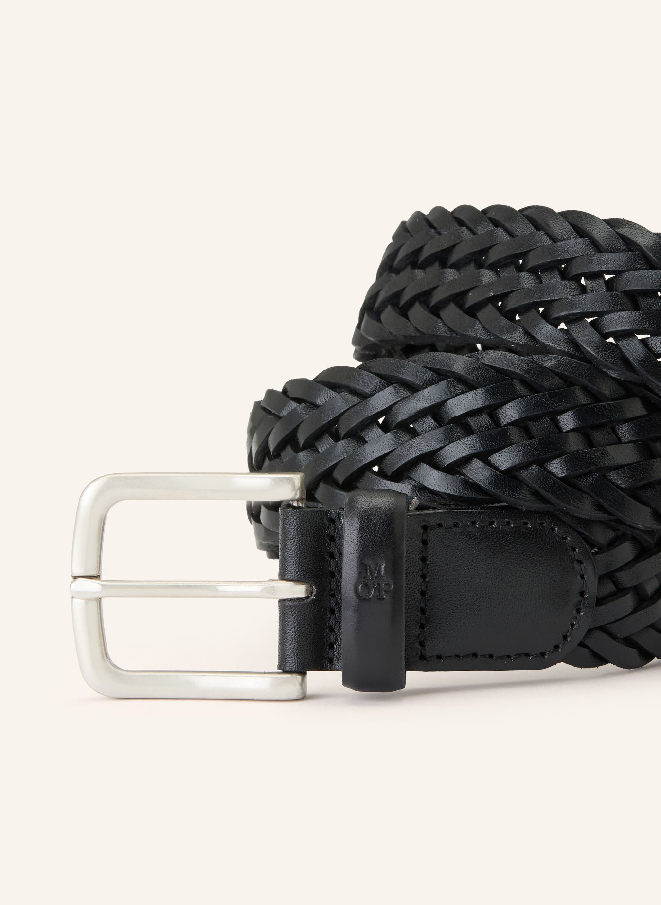Marc O'Polo Flechtgürtel CLEMENS aus Leder: SCHWARZ / SILBER