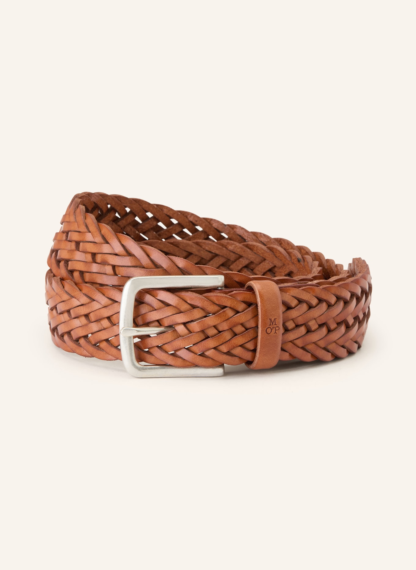 Marc O'Polo Flechtgürtel CLEMENS aus Leder: BRAUN / SILBER