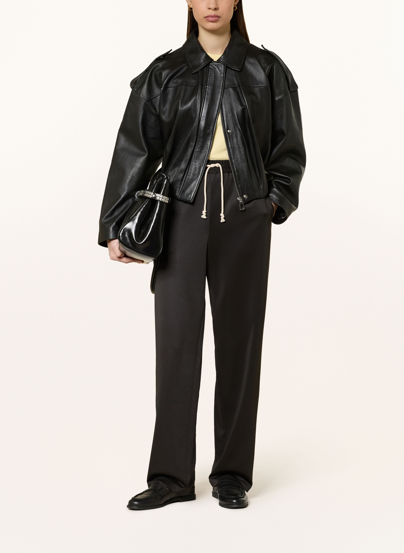 COPENHAGEN STUDIOS Trainingsbroek met galonstrepen: ZWART / ECRU