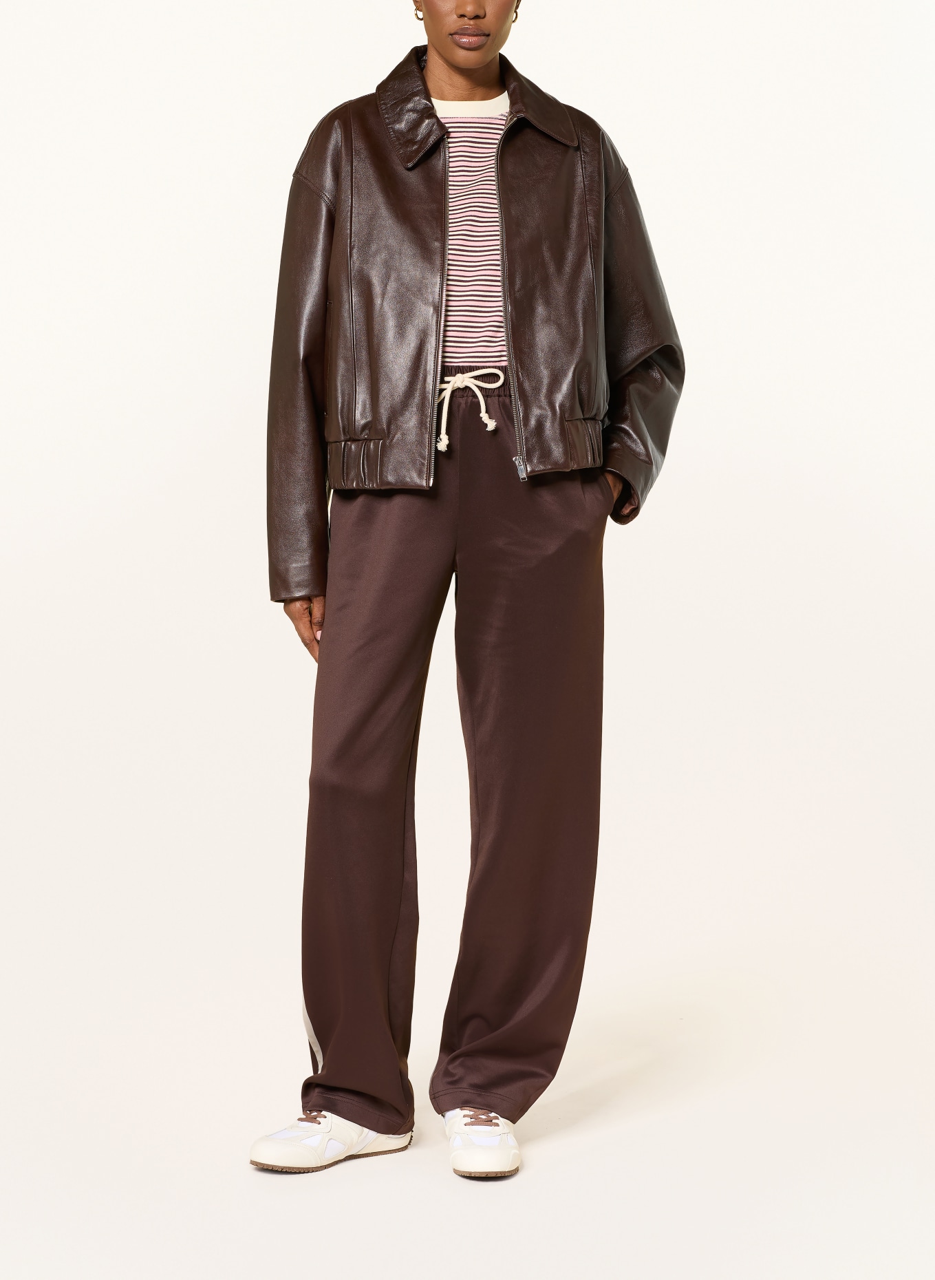 COPENHAGEN STUDIOS Trainingsbroek met galonstrepen: MARRON FONCÉ / CRÈME