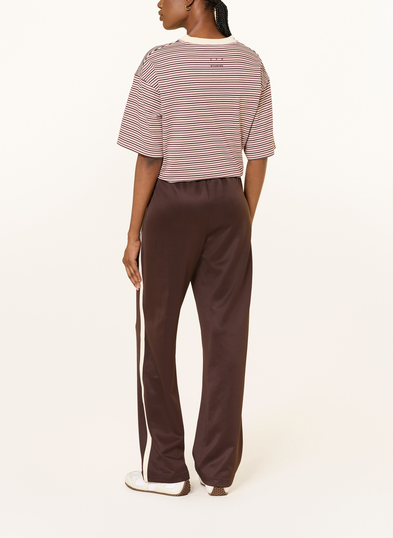 COPENHAGEN STUDIOS Trainingsbroek met galonstrepen: MARRON FONCÉ / CRÈME