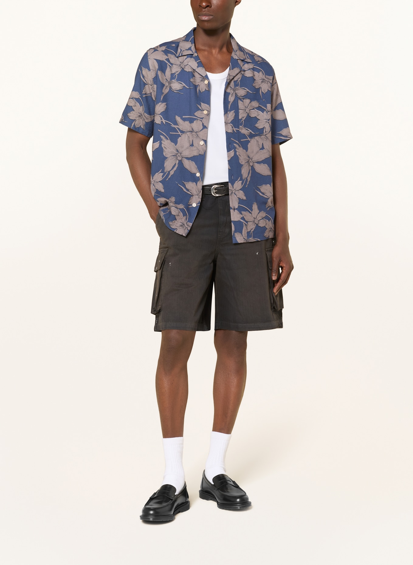 ALLSAINTS Resorthemd PARTERRE Relaxed Fit: BLAU / GRAU