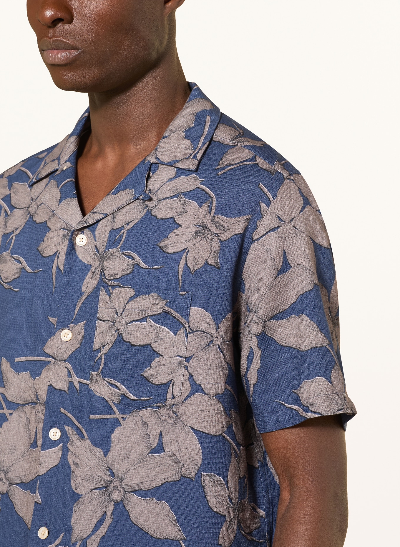 ALLSAINTS Resorthemd PARTERRE Relaxed Fit: BLAU / GRAU