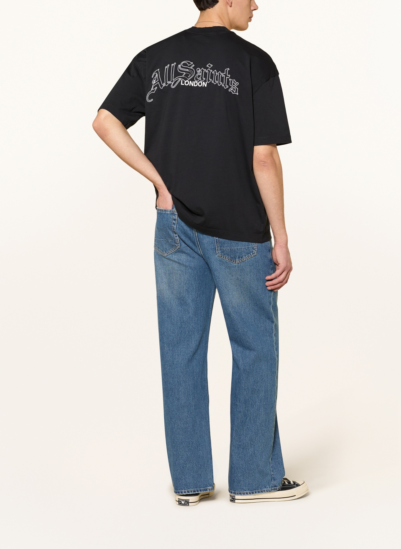 ALLSAINTS Koszulka DESCENT: CZARNY / BIAŁY