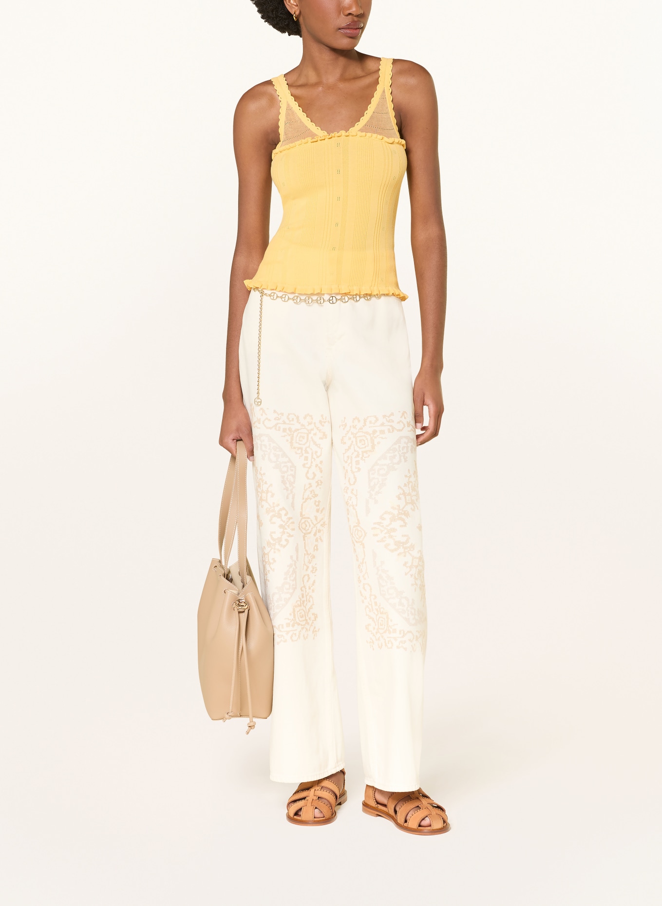 CLAUDIE PIERLOT Stricktop mit Rüschen: GELB