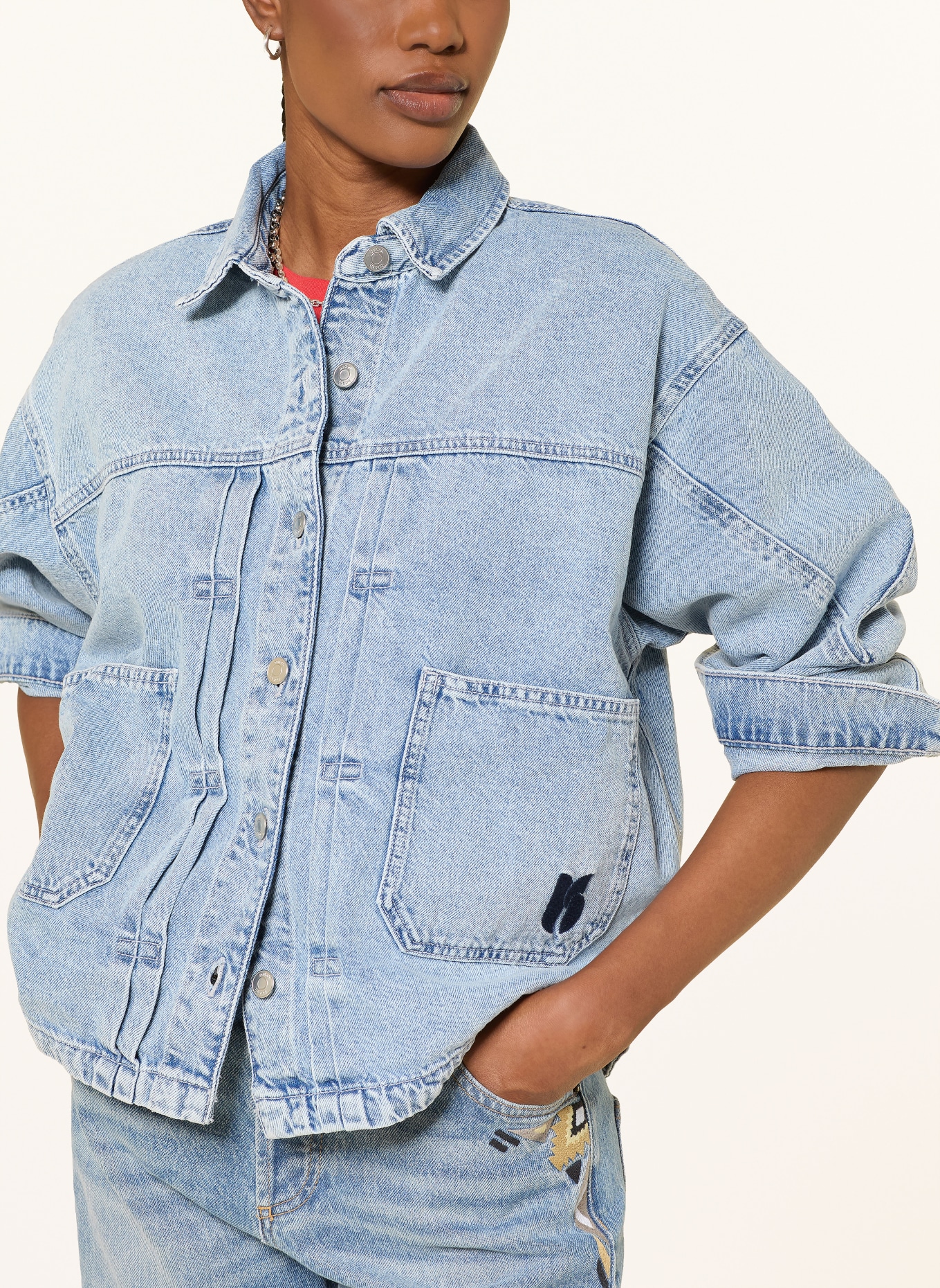 ba&sh Džínová bunda JUNO: BLUE BLUE JEANS