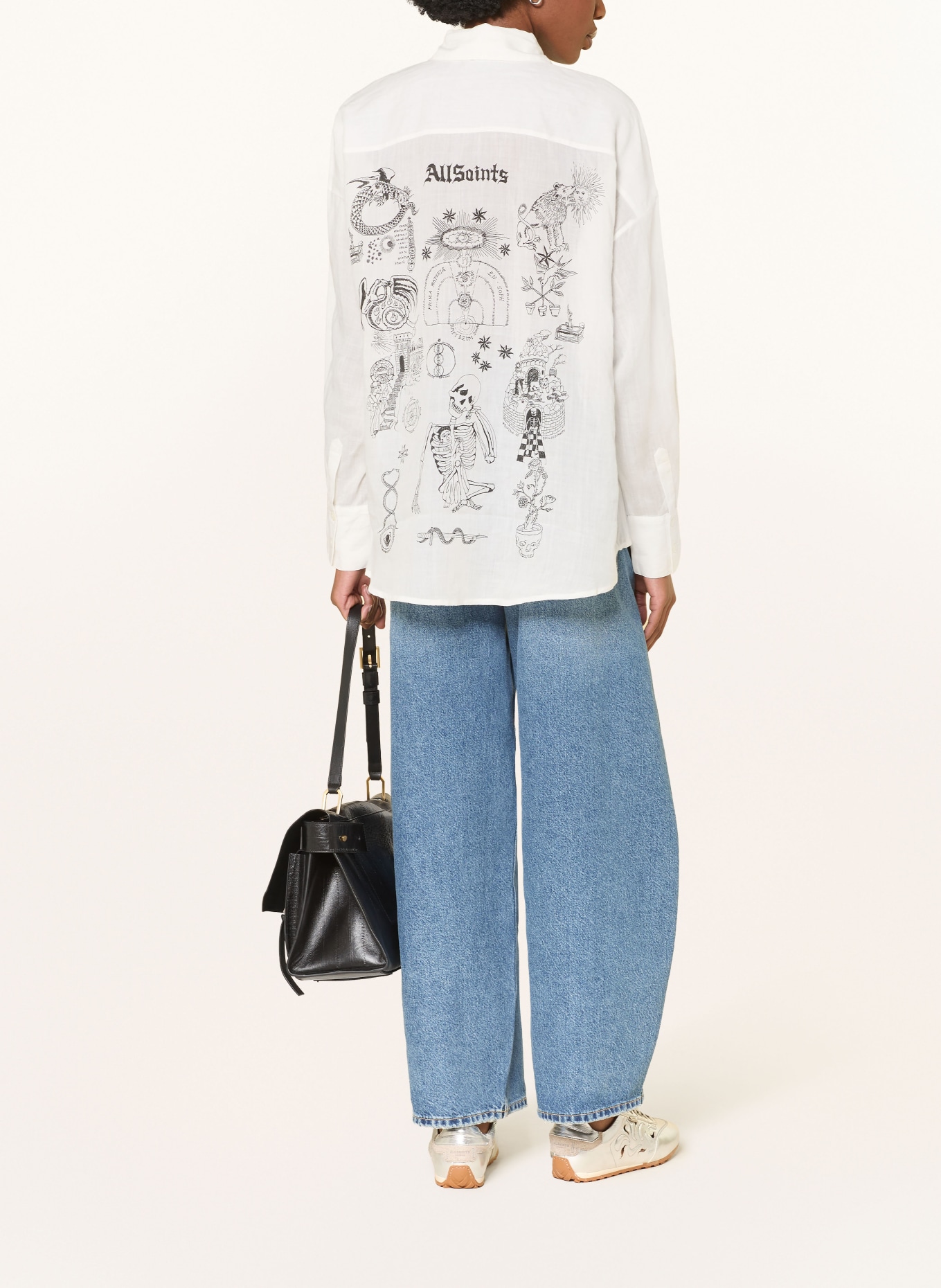 ALLSAINTS SPARROW Shirt Blouse: WHITE / BLACK