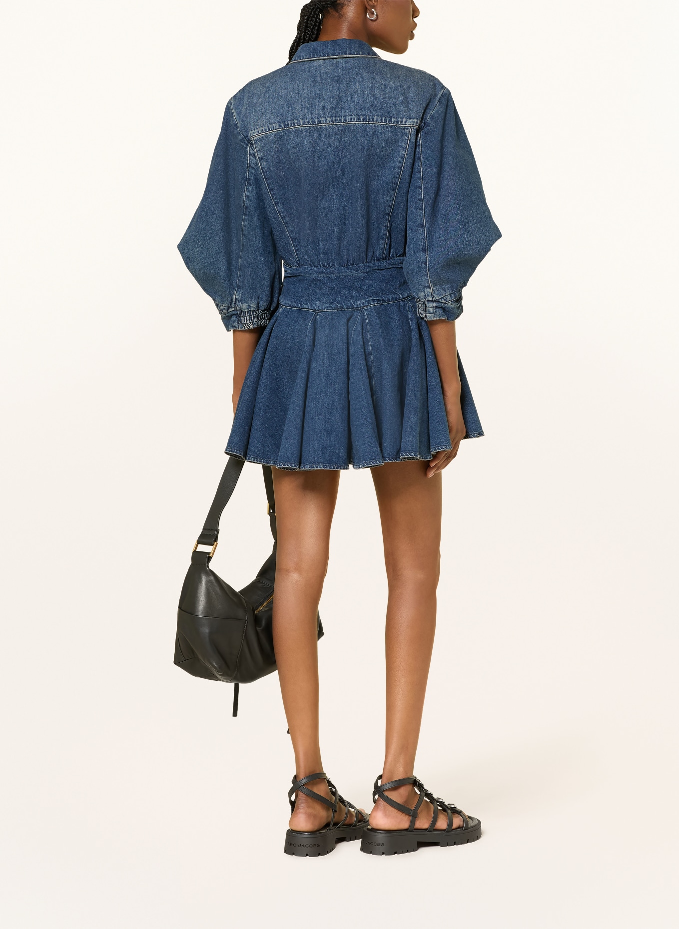 ALLSAINTS ARLO-spijkerjurk met 3/4-mouwen: BLAUW