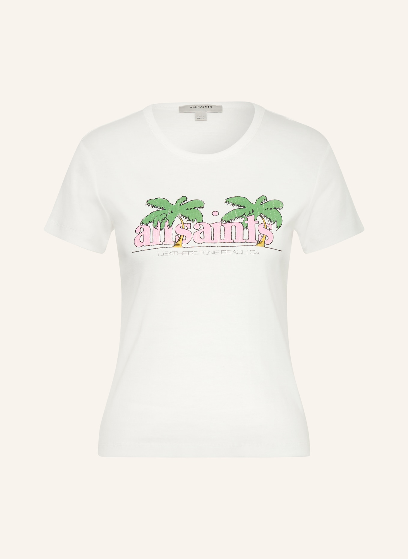 ALLSAINTS Tričko TROPPO STEVIE: KRÉMOVÁ / RŮŽOVÁ / ZELENÁ