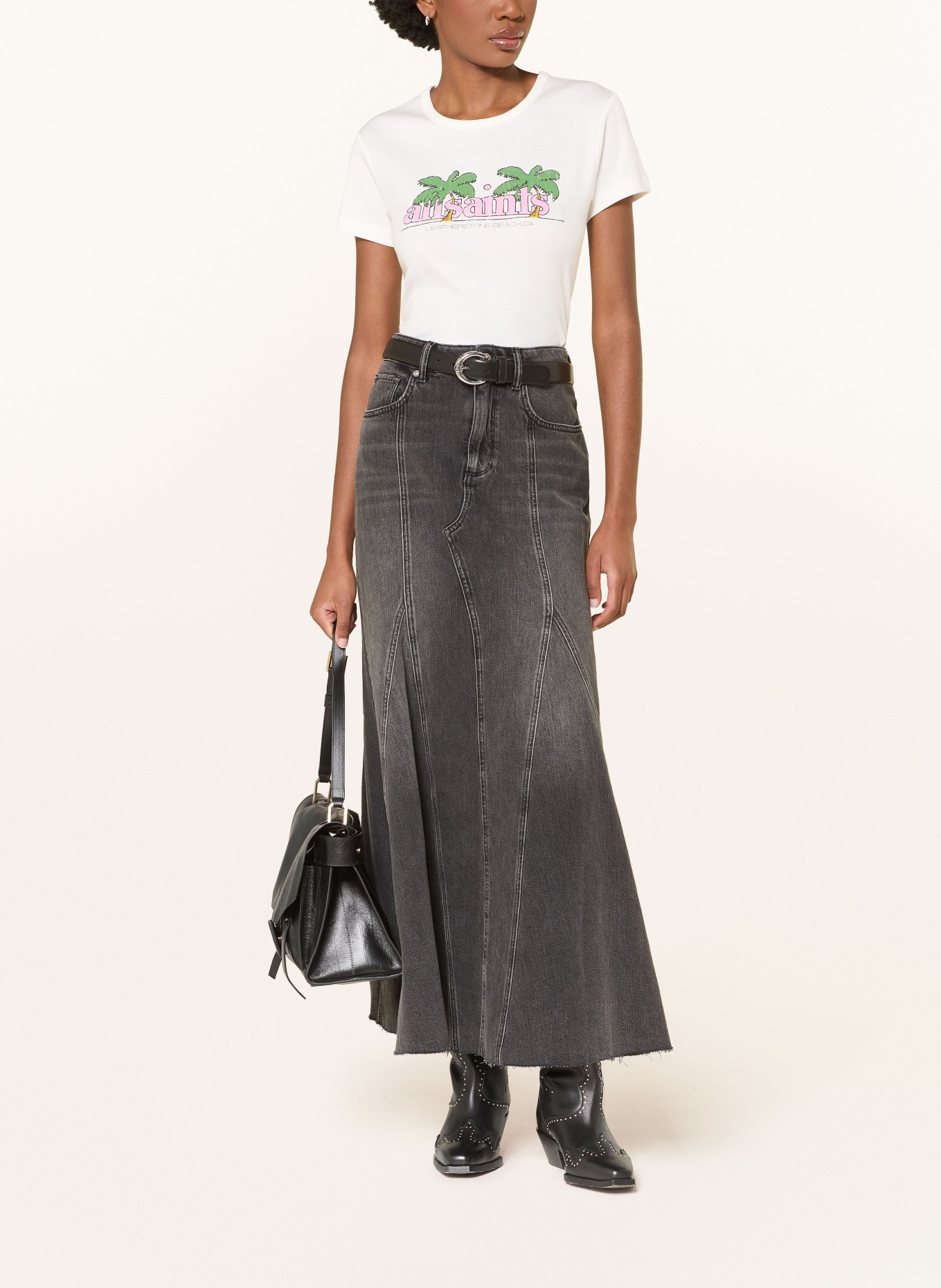 ALLSAINTS Tričko TROPPO STEVIE: KRÉMOVÁ / RŮŽOVÁ / ZELENÁ