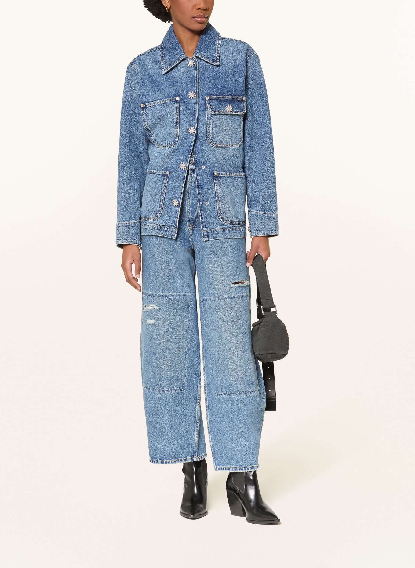 ALLSAINTS Jeansjacke BEX mit Schmucksteinen: 2846 Mid Indigo