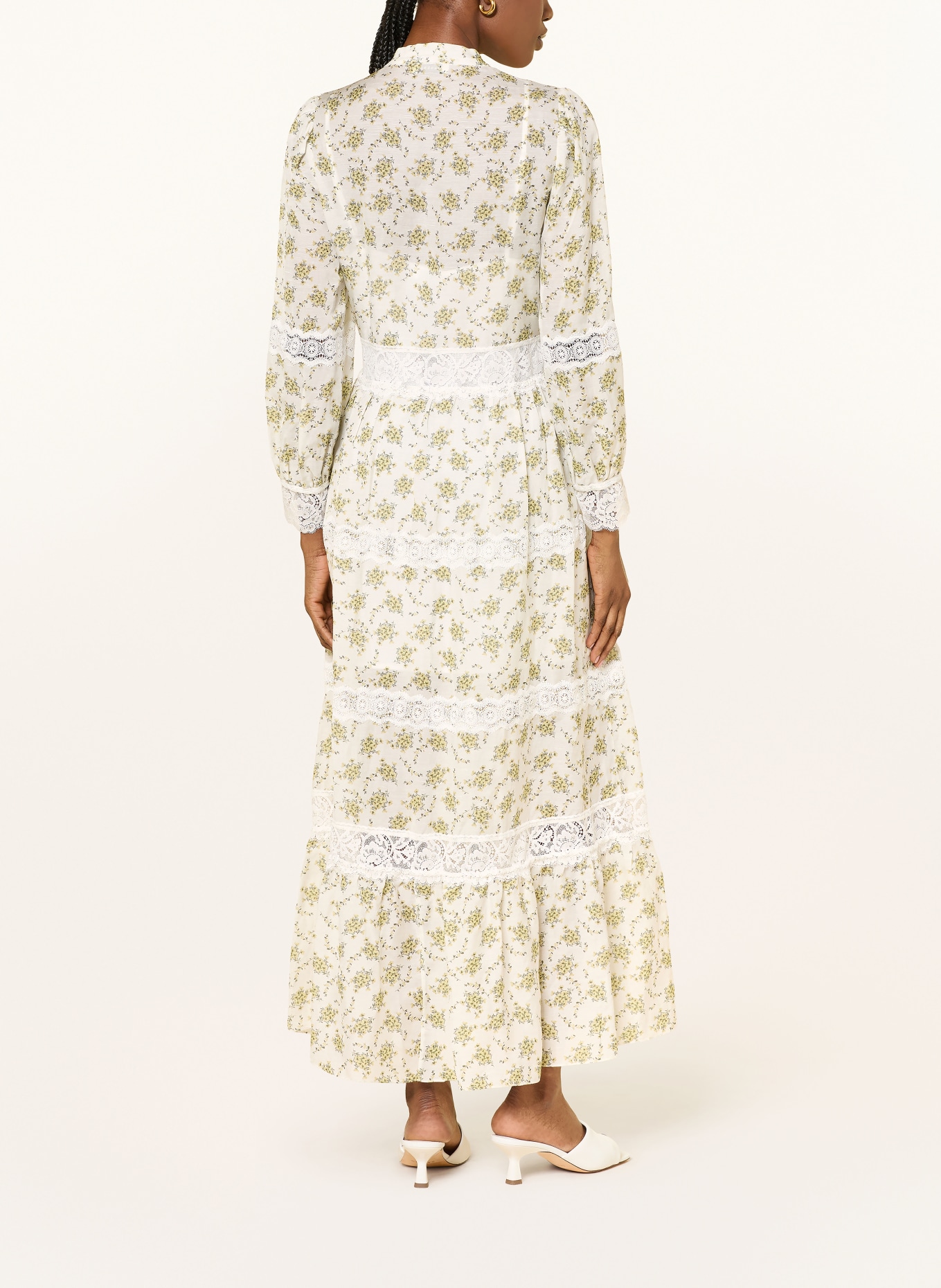 SANDRO Sukienka z lnu z rękawami 3/4: ECRU / JASNOŻÓŁTY / OLIWKOWY