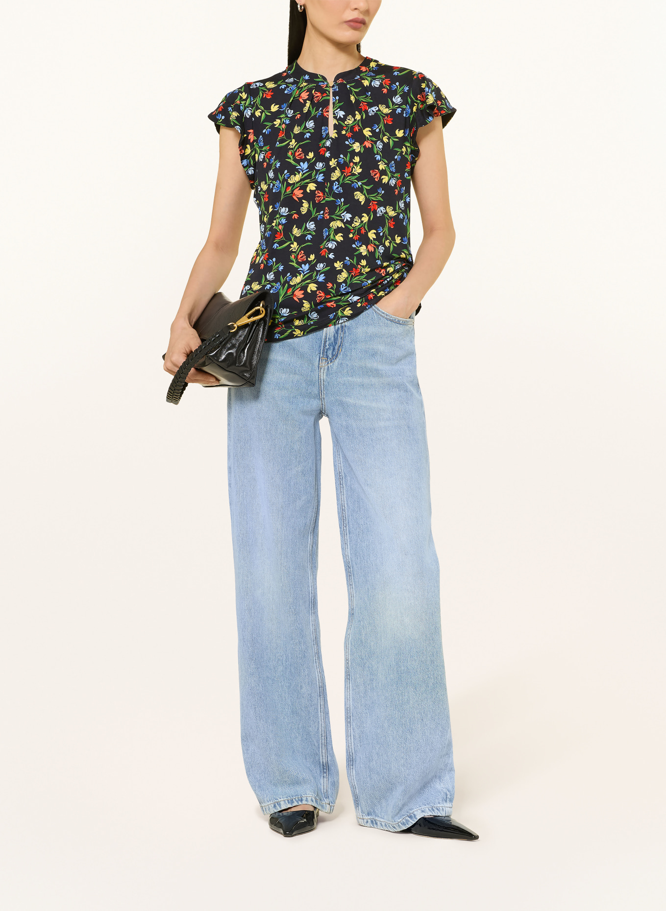 HOBBS Blusenshirt LILA: DUNKELBLAU / ROT / GELB