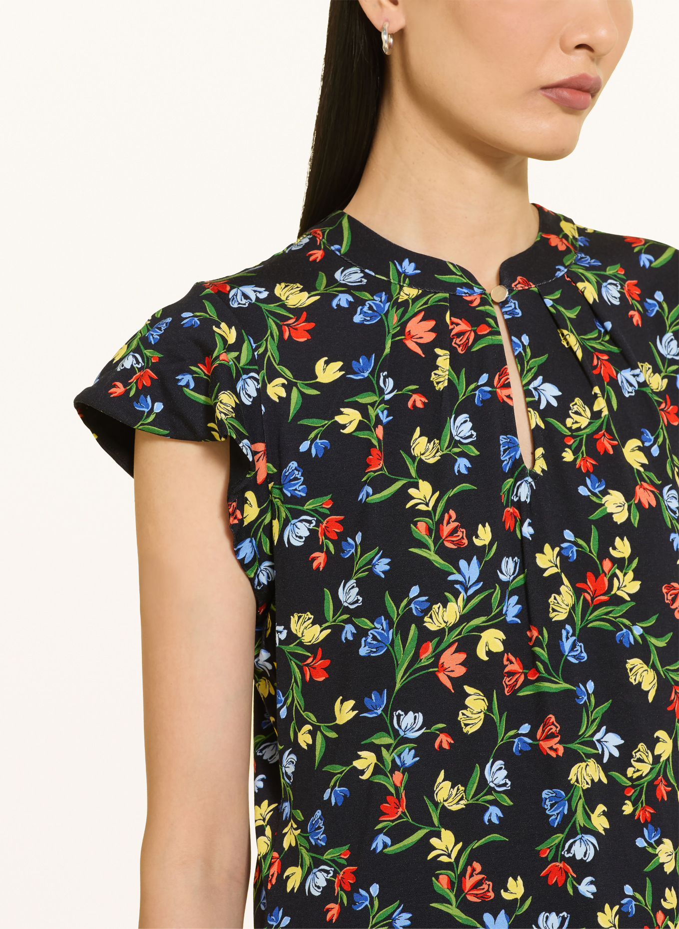 HOBBS Blusenshirt LILA: DUNKELBLAU / ROT / GELB