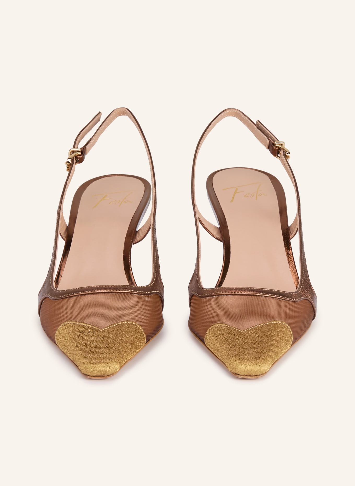 FESTA Czółenka typu sling INER: BRĄZOWY / ZŁOTY