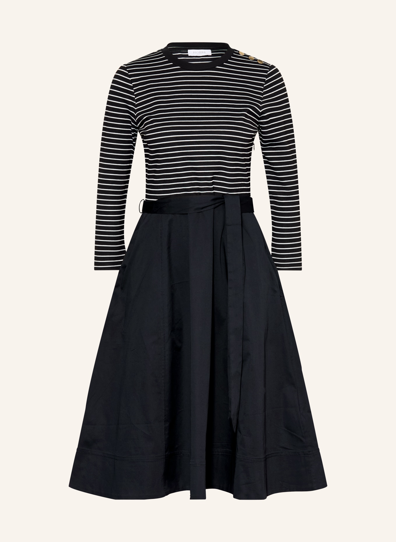 HOBBS Sukienka VIVIANA z mieszanki materiałów z rękawami 3/4: GRANATOWY / BIAŁY