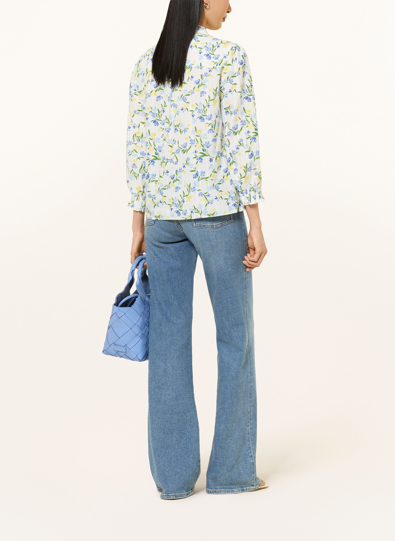 HOBBS Bluse IMELDA mit 3/4-Arm: CREME / GRÜN / HELLBLAU