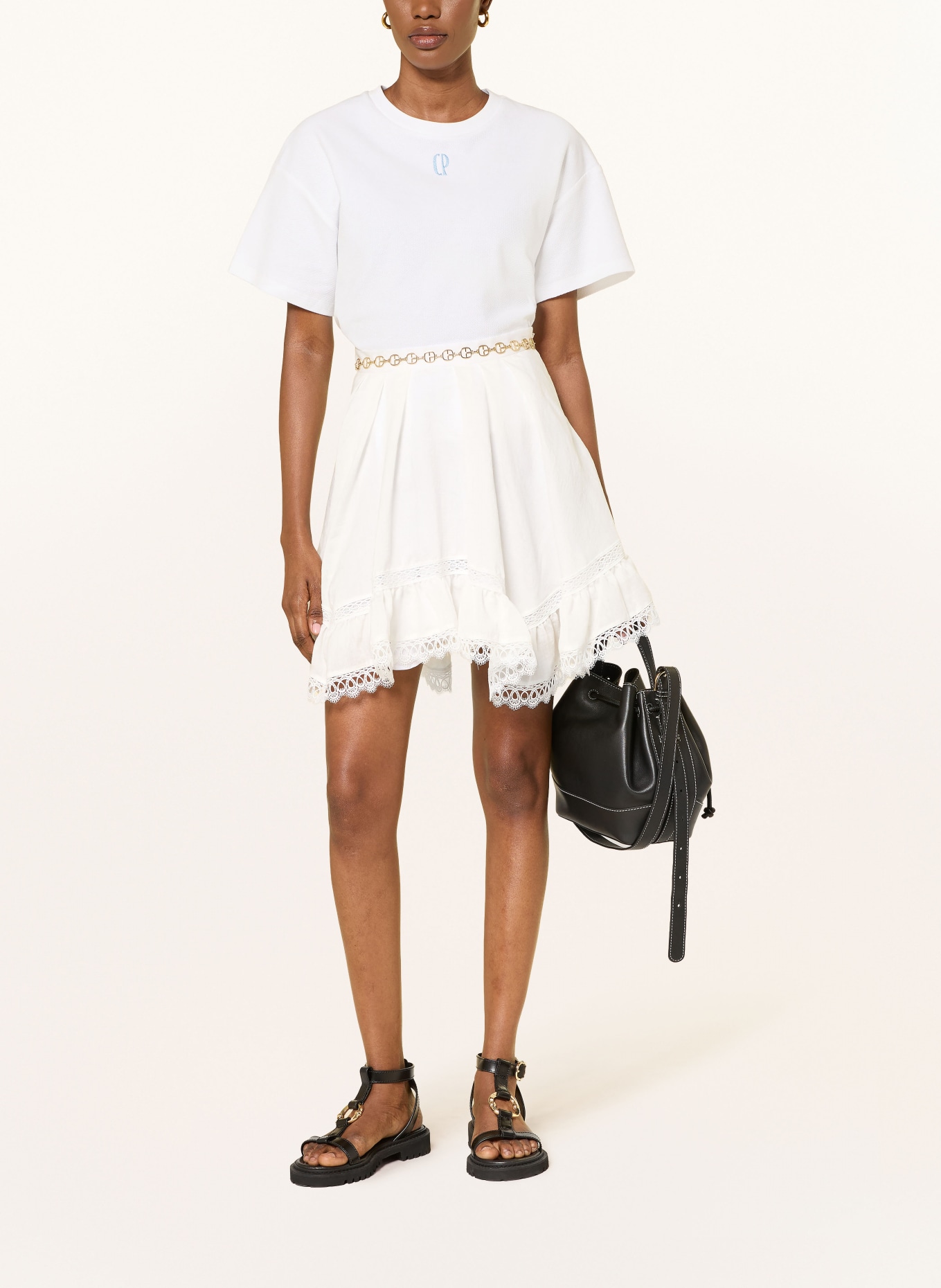 CLAUDIE PIERLOT Rock mit Leinen: ECRU