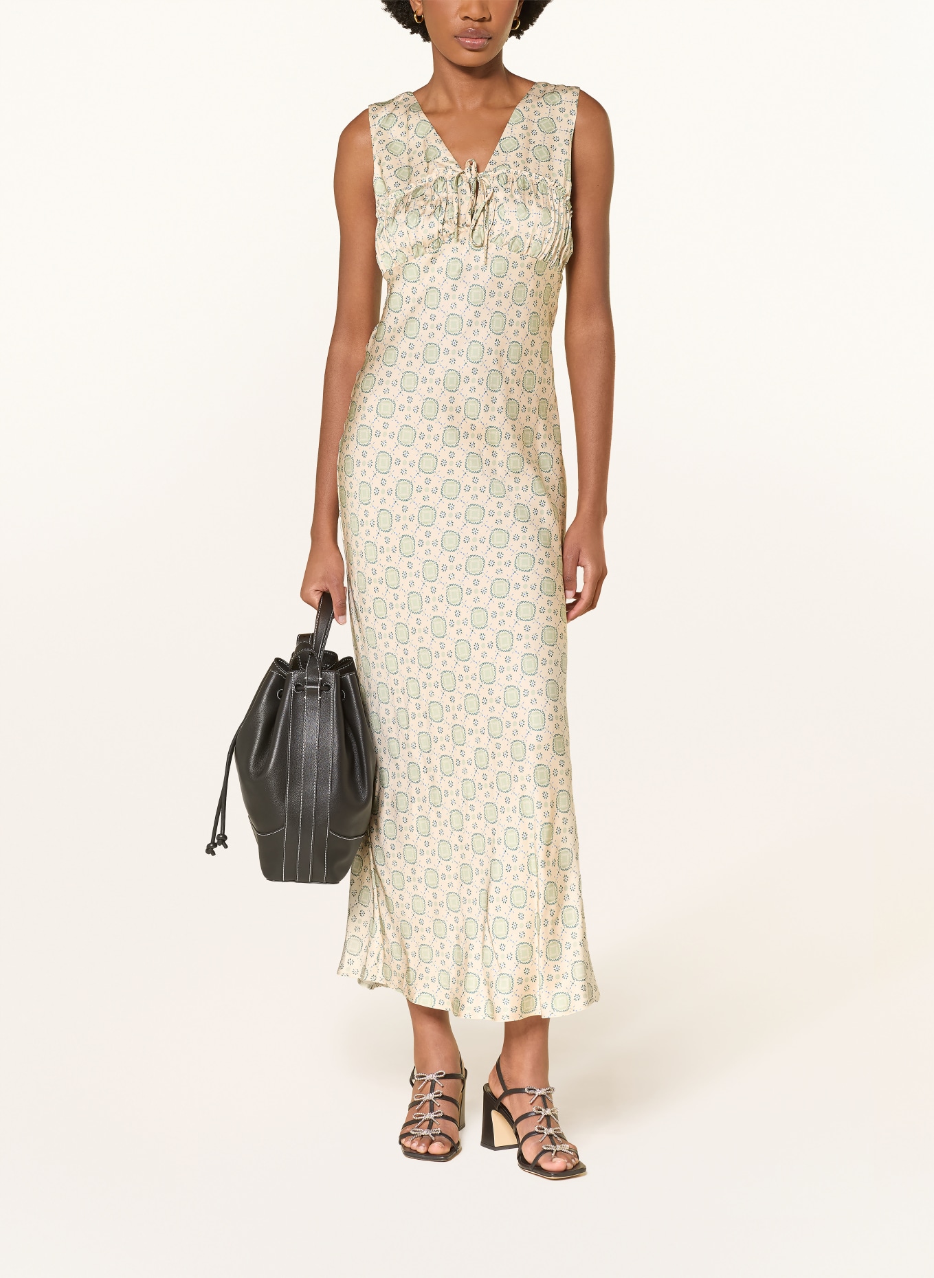 CLAUDIE PIERLOT Satynowa sukienka: KREMOWY / JASNOZIELONY / NIEBIESKI