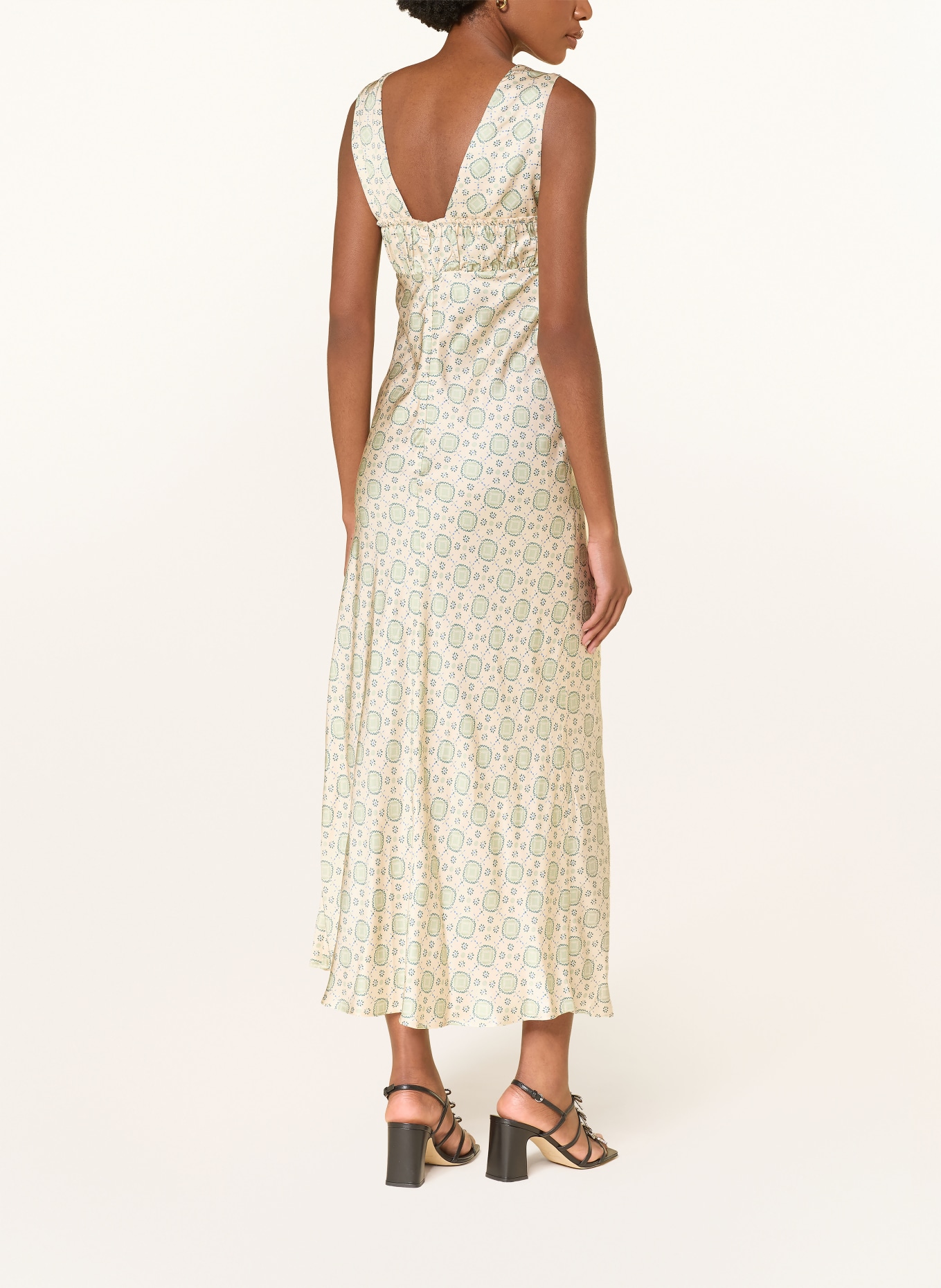 CLAUDIE PIERLOT Satynowa sukienka: KREMOWY / JASNOZIELONY / NIEBIESKI