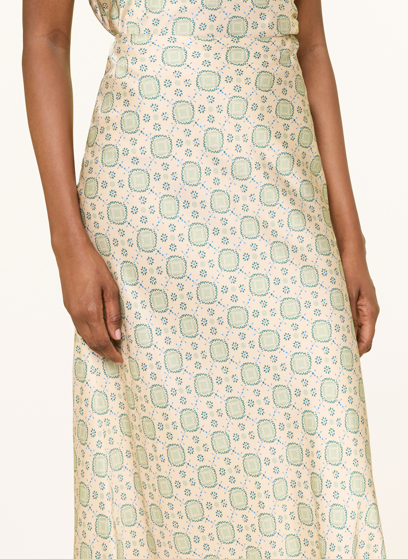 CLAUDIE PIERLOT Satinrock: CREME / HELLGRÜN / DUNKELGRÜN