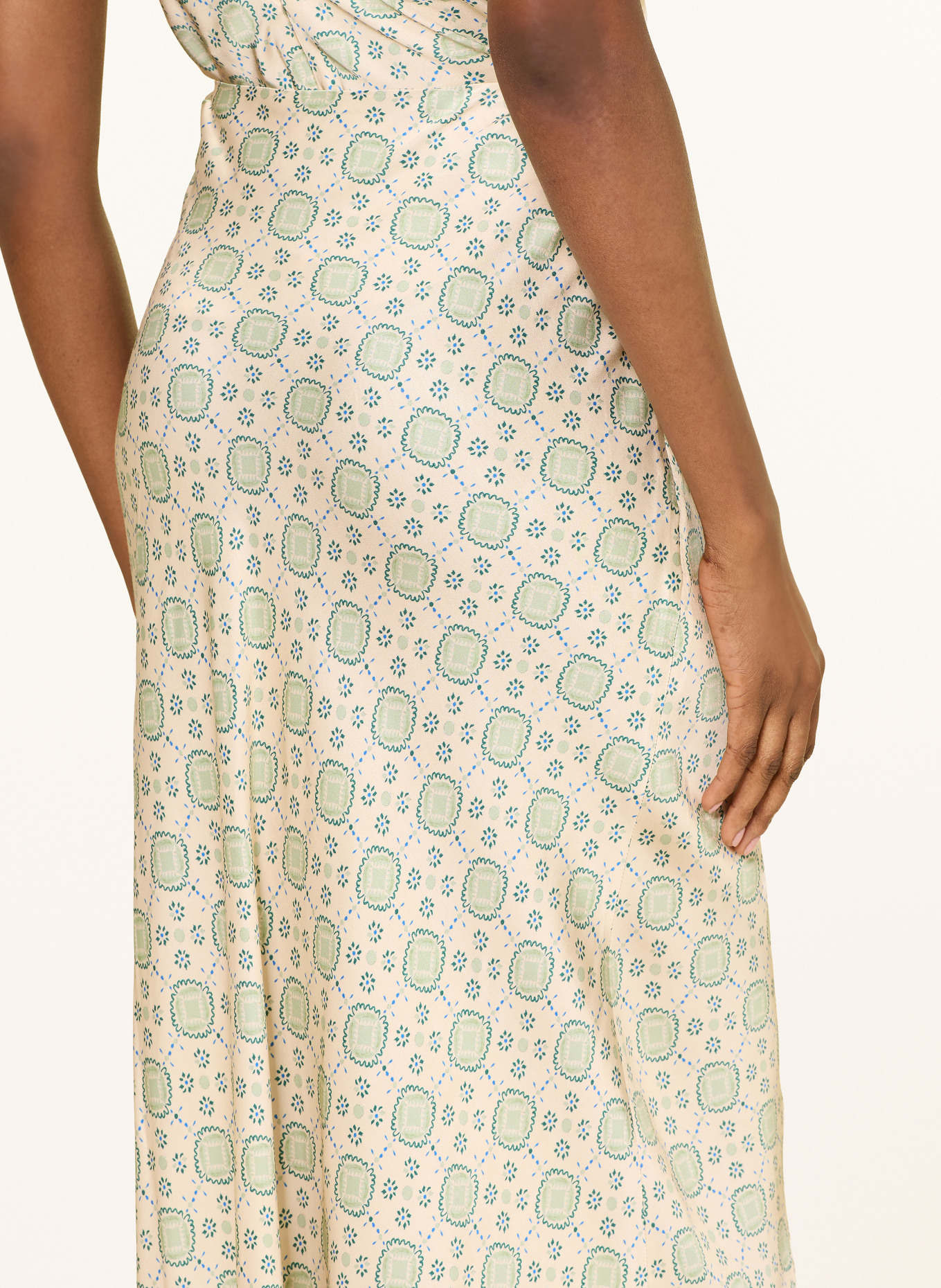 CLAUDIE PIERLOT Satinrock: CREME / HELLGRÜN / DUNKELGRÜN