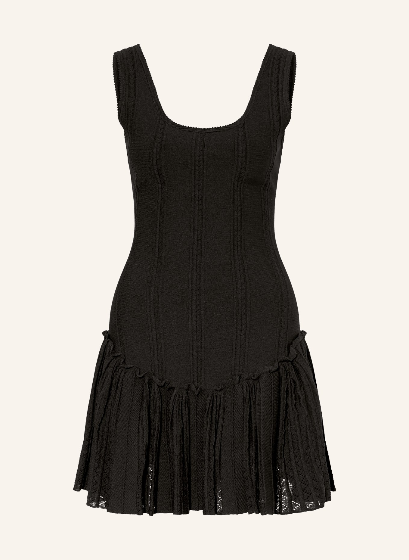 SANDRO Strickkleid mit Volants: SCHWARZ