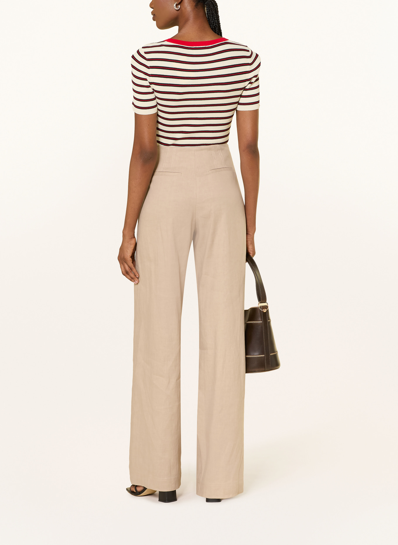 CLAUDIE PIERLOT Marlenehose mit Leinen: HELLBRAUN