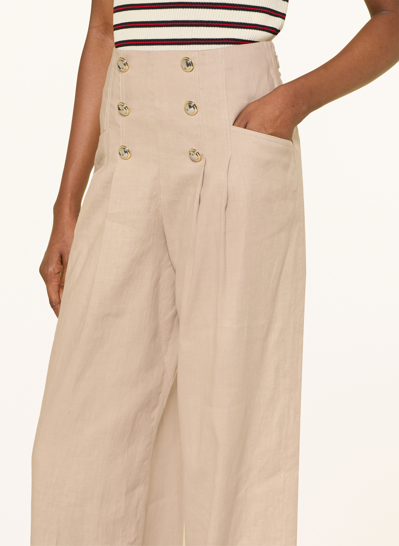 CLAUDIE PIERLOT Marlenehose mit Leinen: HELLBRAUN