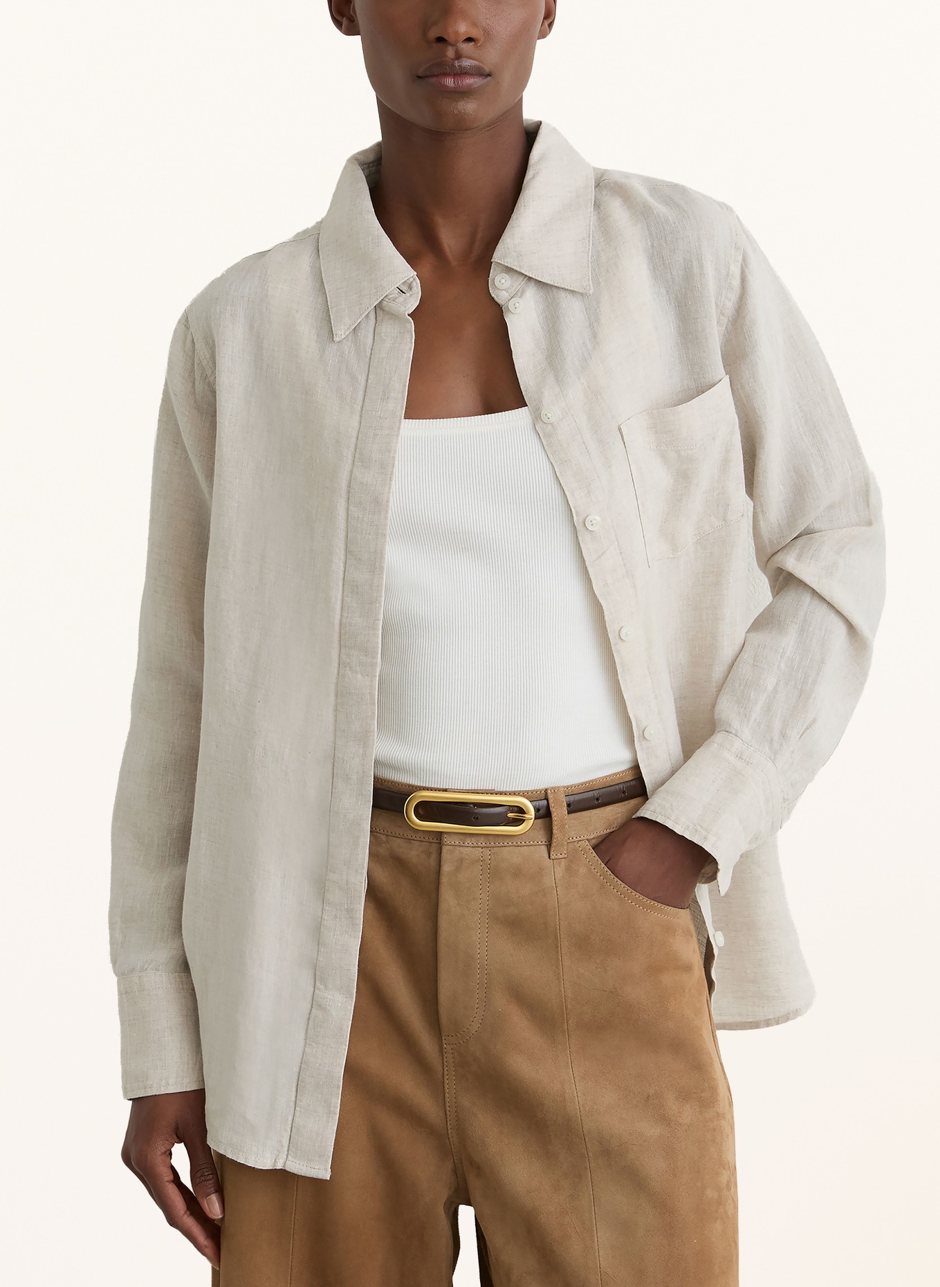 REISS Linnen overhemd BELLE: ECRU