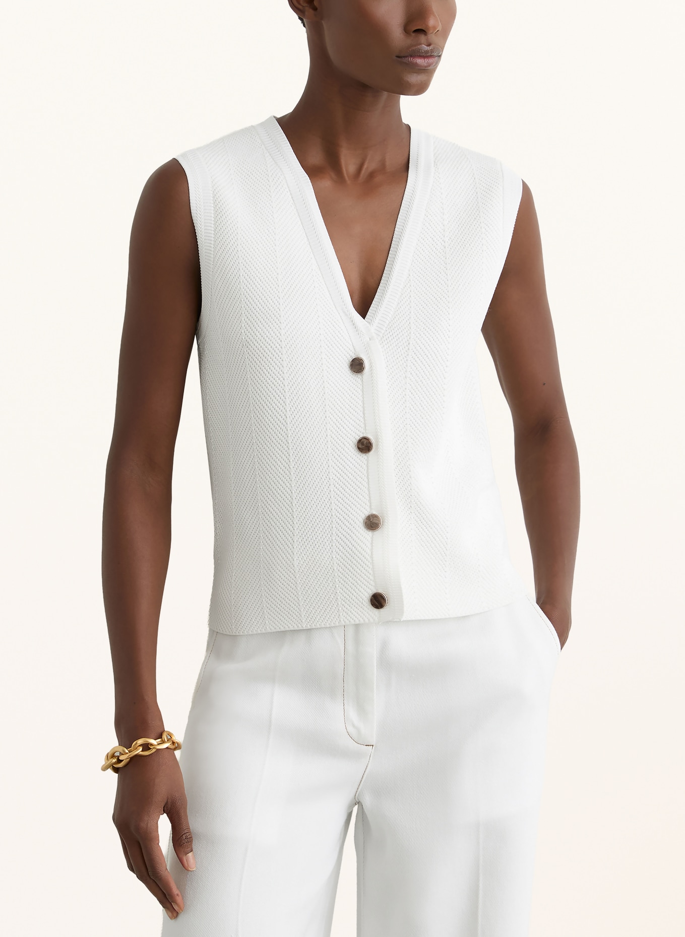 REISS Gebreid vest RIA: WIT