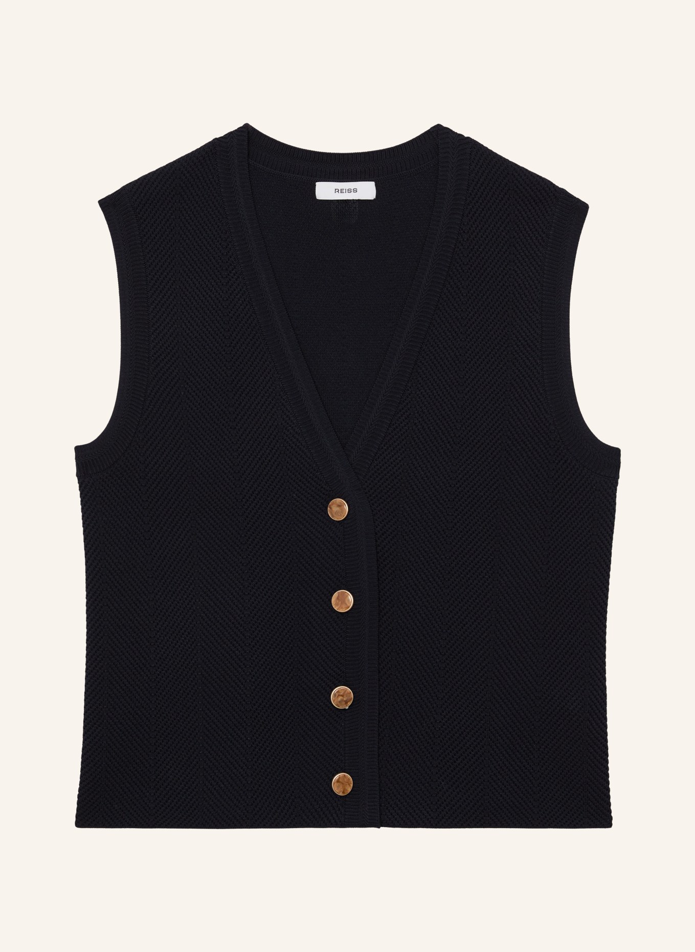 REISS Gebreid vest RIA: DONKERBLAUW