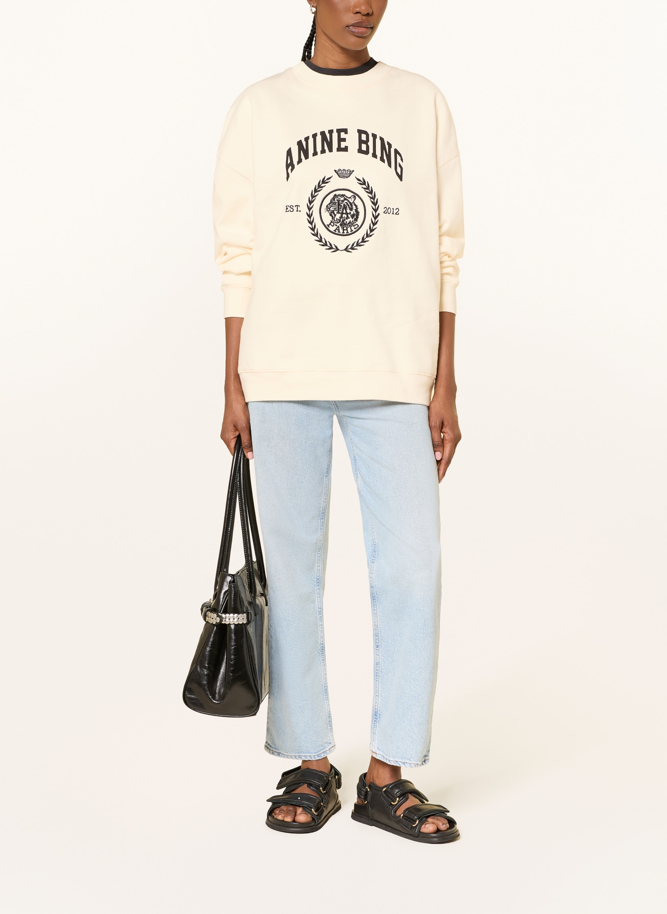 ANINE BING Sweatshirt MILES: LICHTGEEL / ZWART