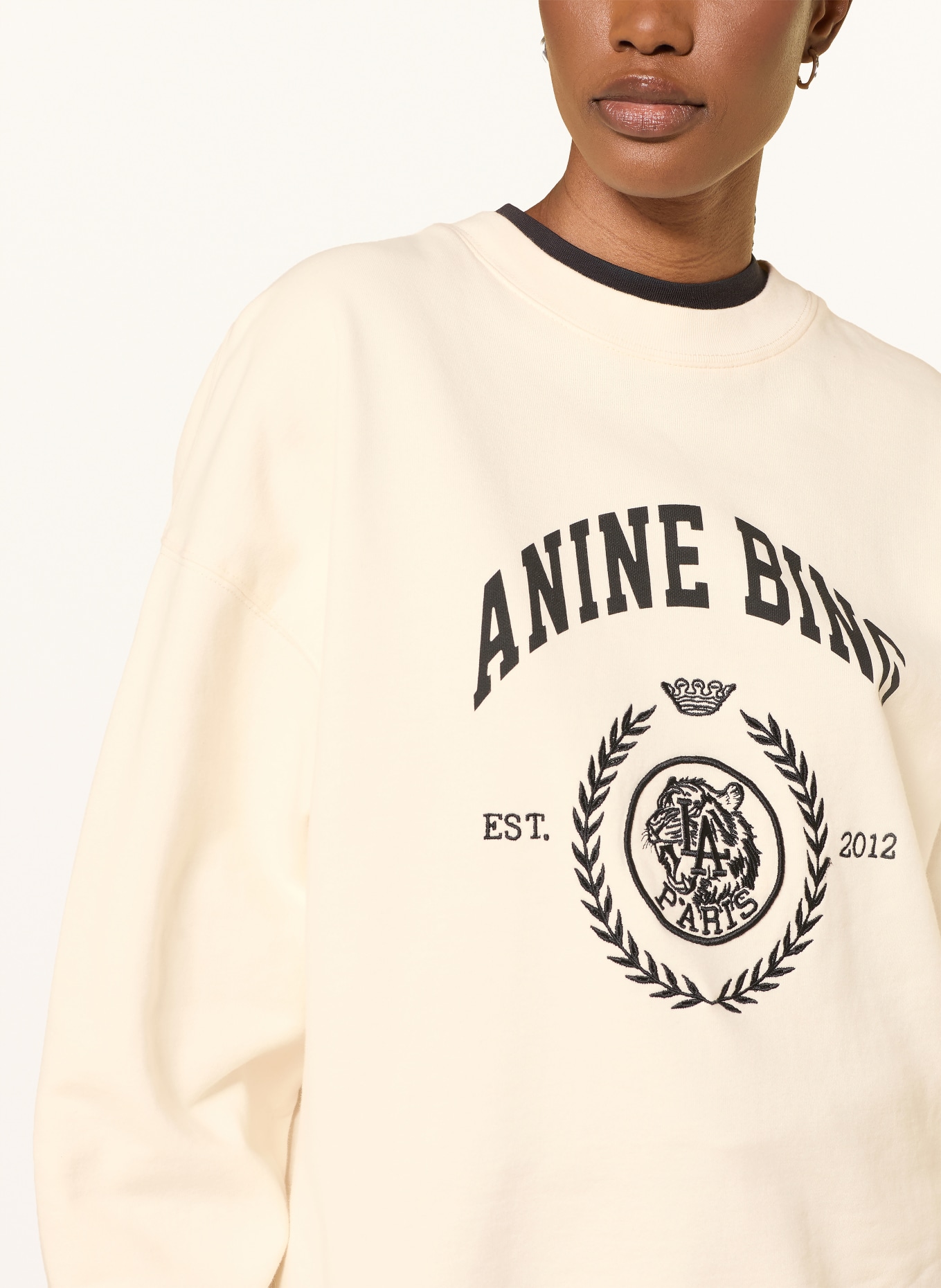 ANINE BING Sweatshirt MILES: LICHTGEEL / ZWART