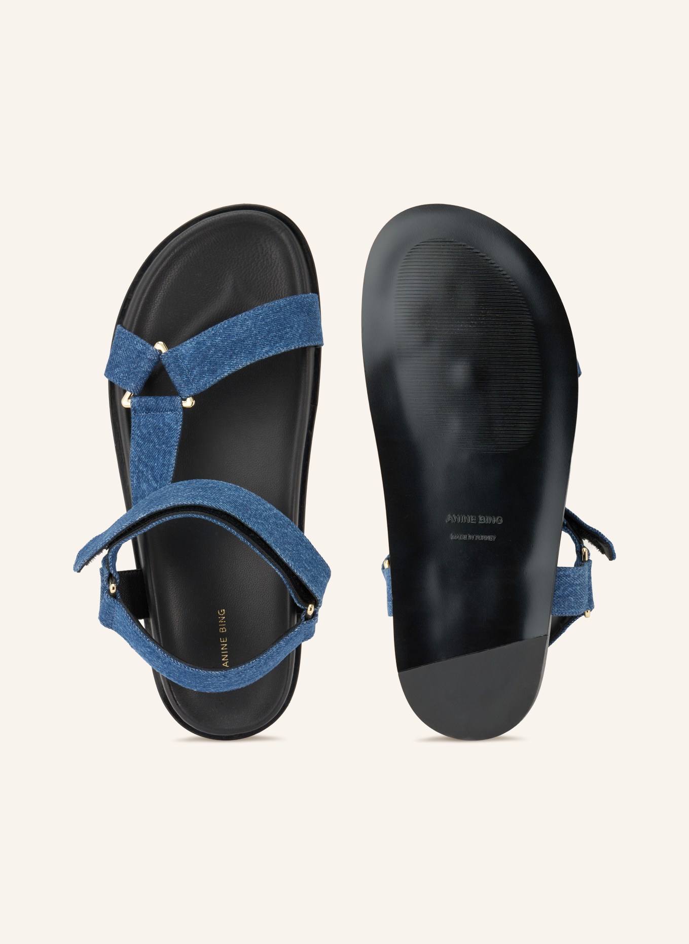 ANINE BING Sandalen JESS: DUNKELBLAU / GOLD