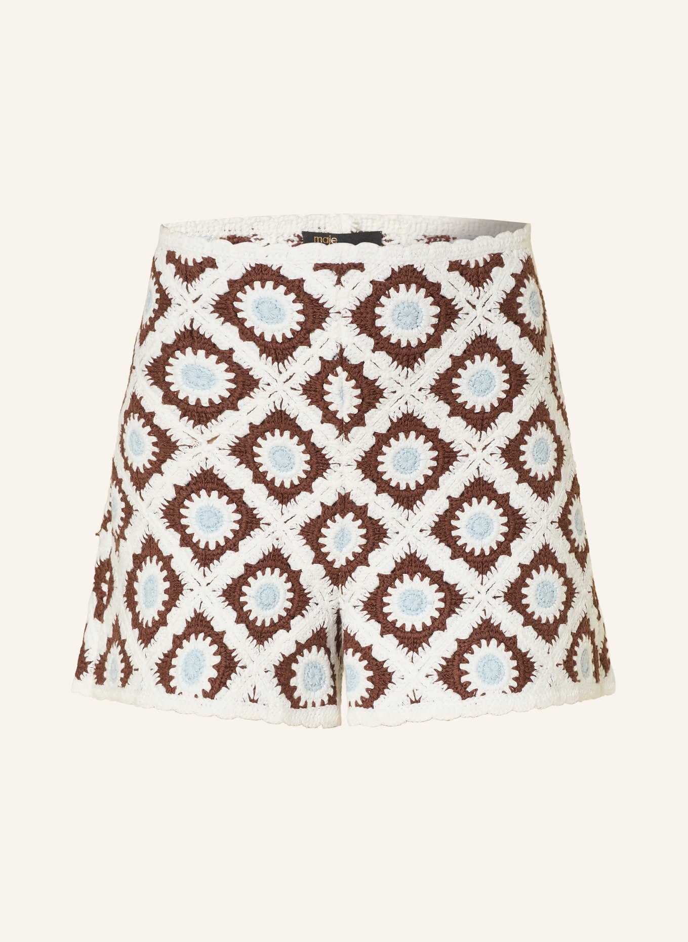 maje Häkelshorts: WEISS / DUNKELBRAUN / HELLBLAU