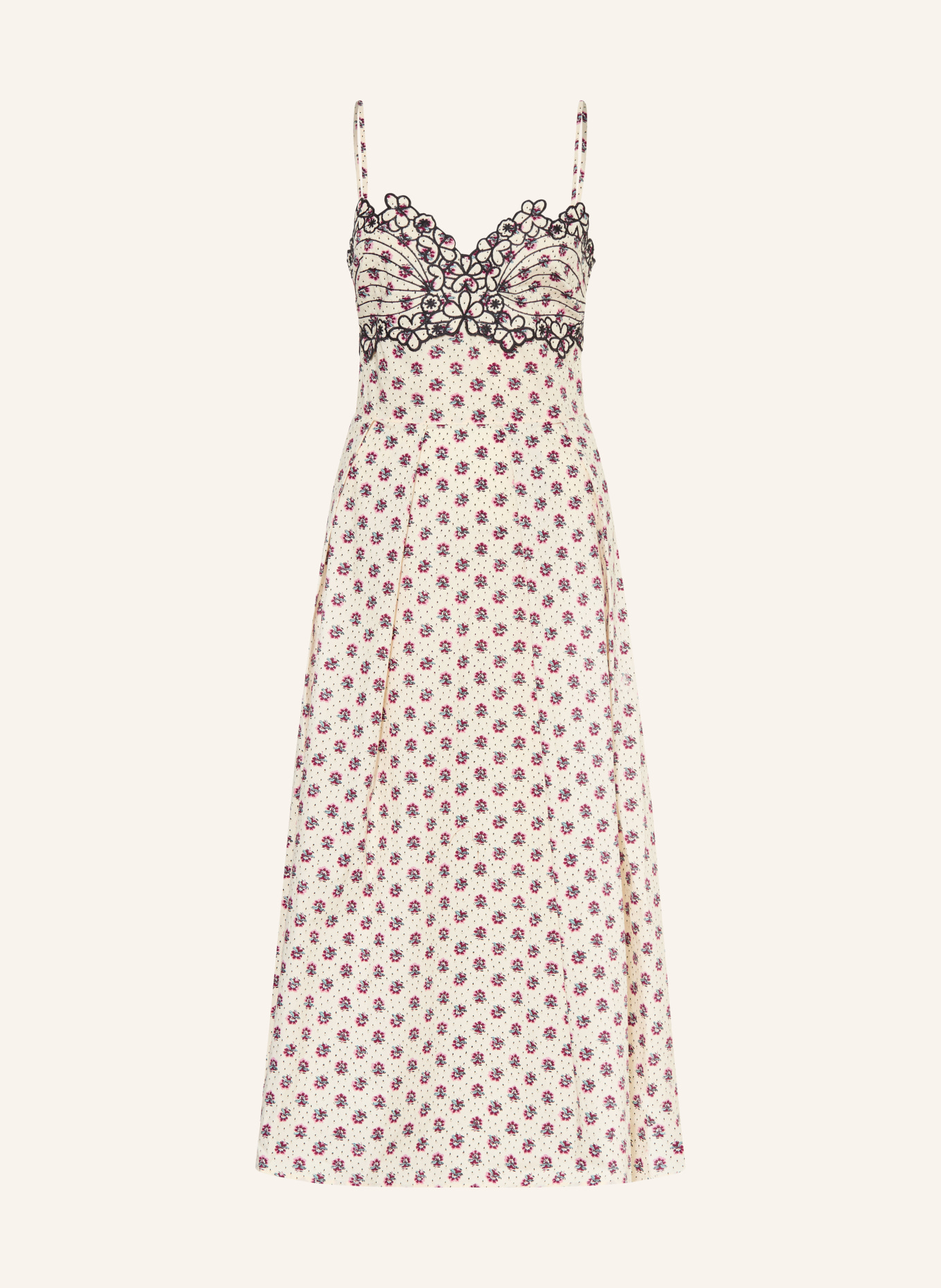 CLAUDIE PIERLOT Kleid: CREME / DUNKELROT / SCHWARZ