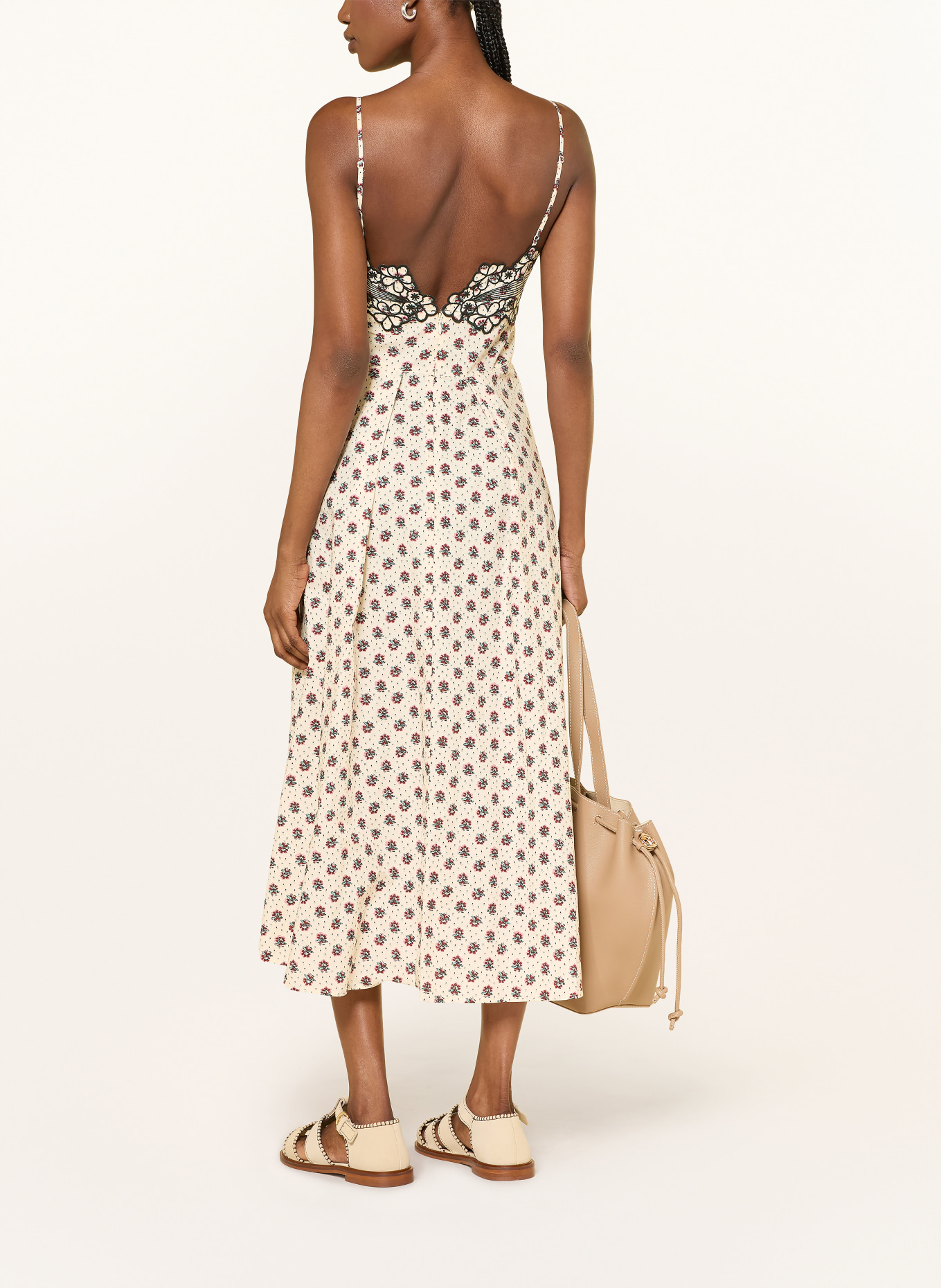 CLAUDIE PIERLOT Kleid: CREME / DUNKELROT / SCHWARZ