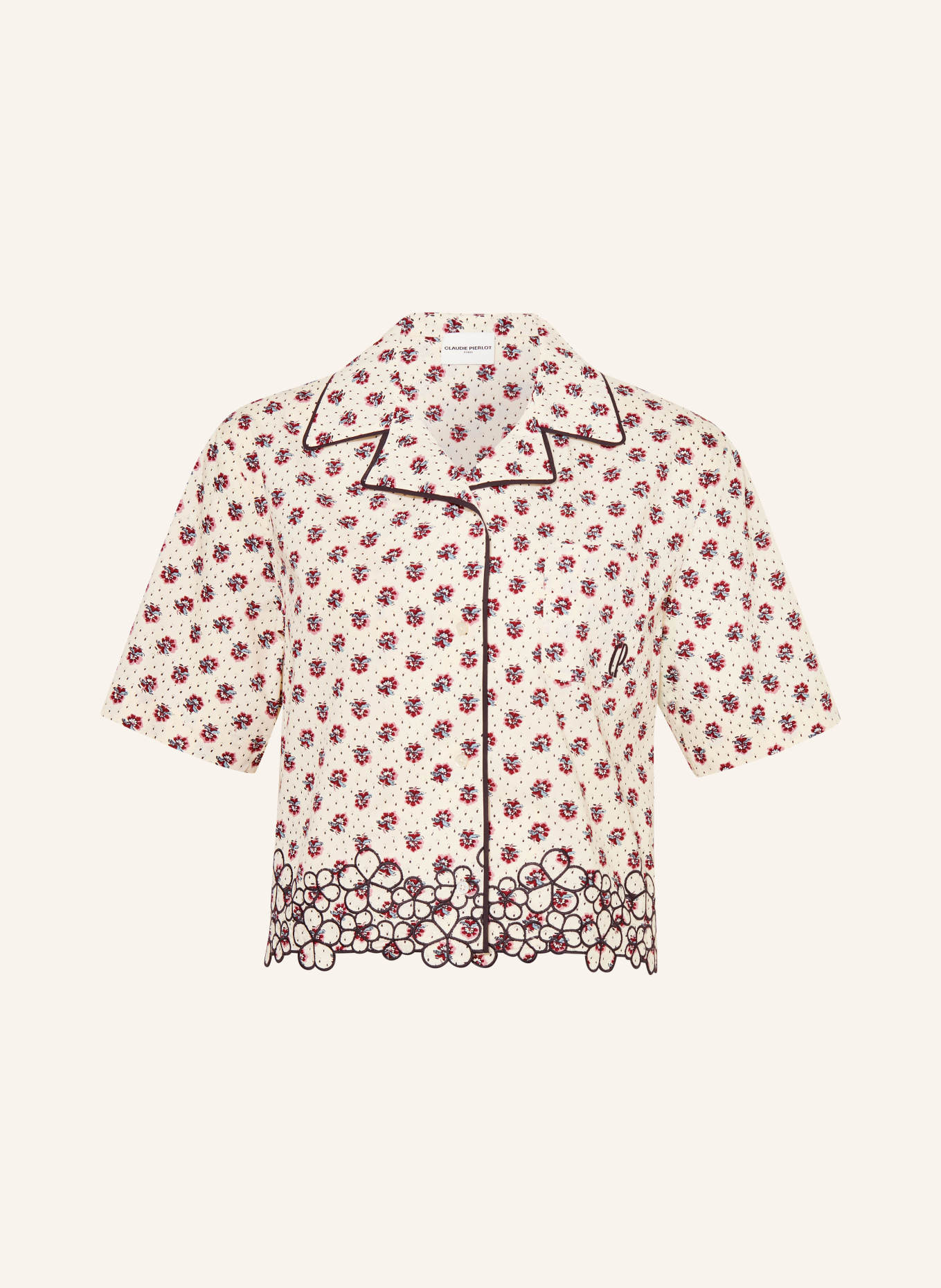 CLAUDIE PIERLOT Bluse: CREME / DUNKELROT / SCHWARZ