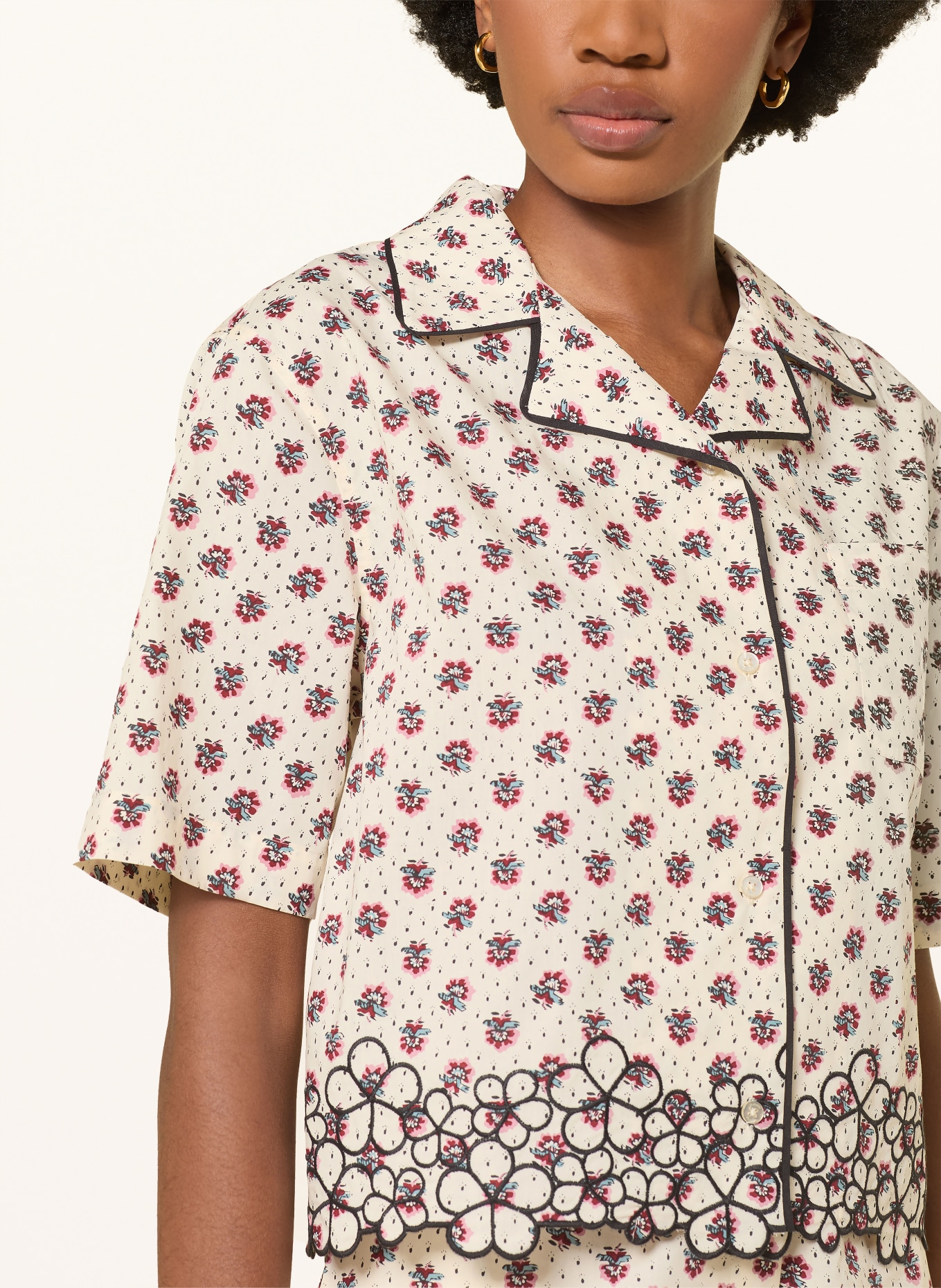 CLAUDIE PIERLOT Bluse: CREME / DUNKELROT / SCHWARZ