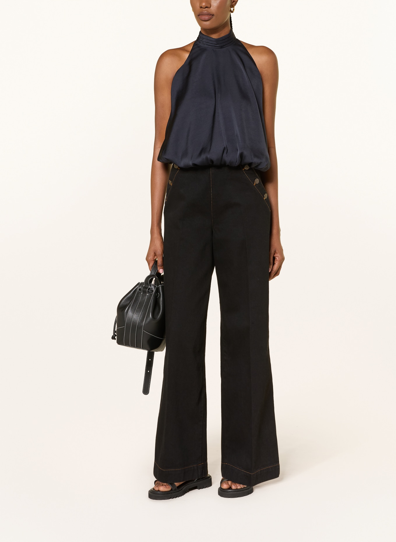 CLAUDIE PIERLOT Blusentop aus Satin: DUNKELBLAU