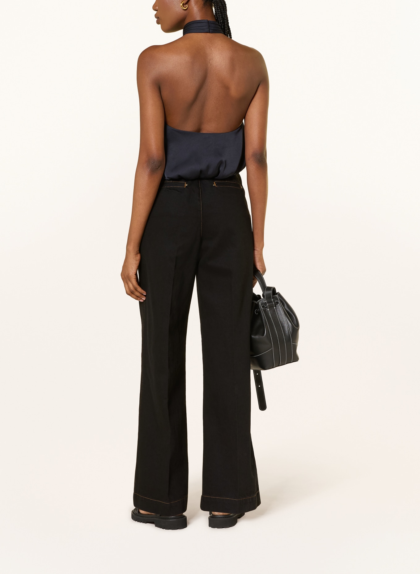 CLAUDIE PIERLOT Blusentop aus Satin: DUNKELBLAU