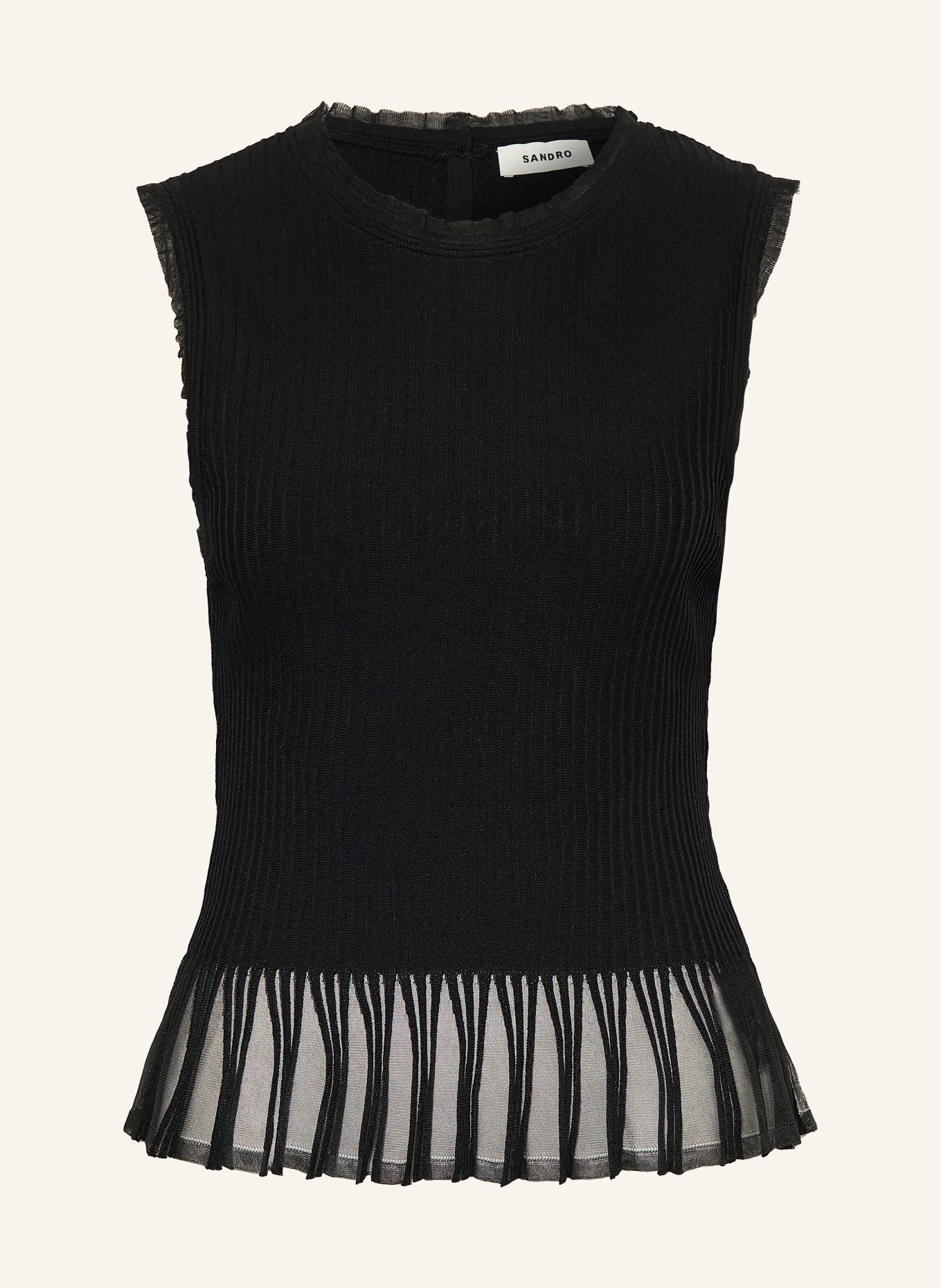 SANDRO Stricktop im Materialmix: SCHWARZ