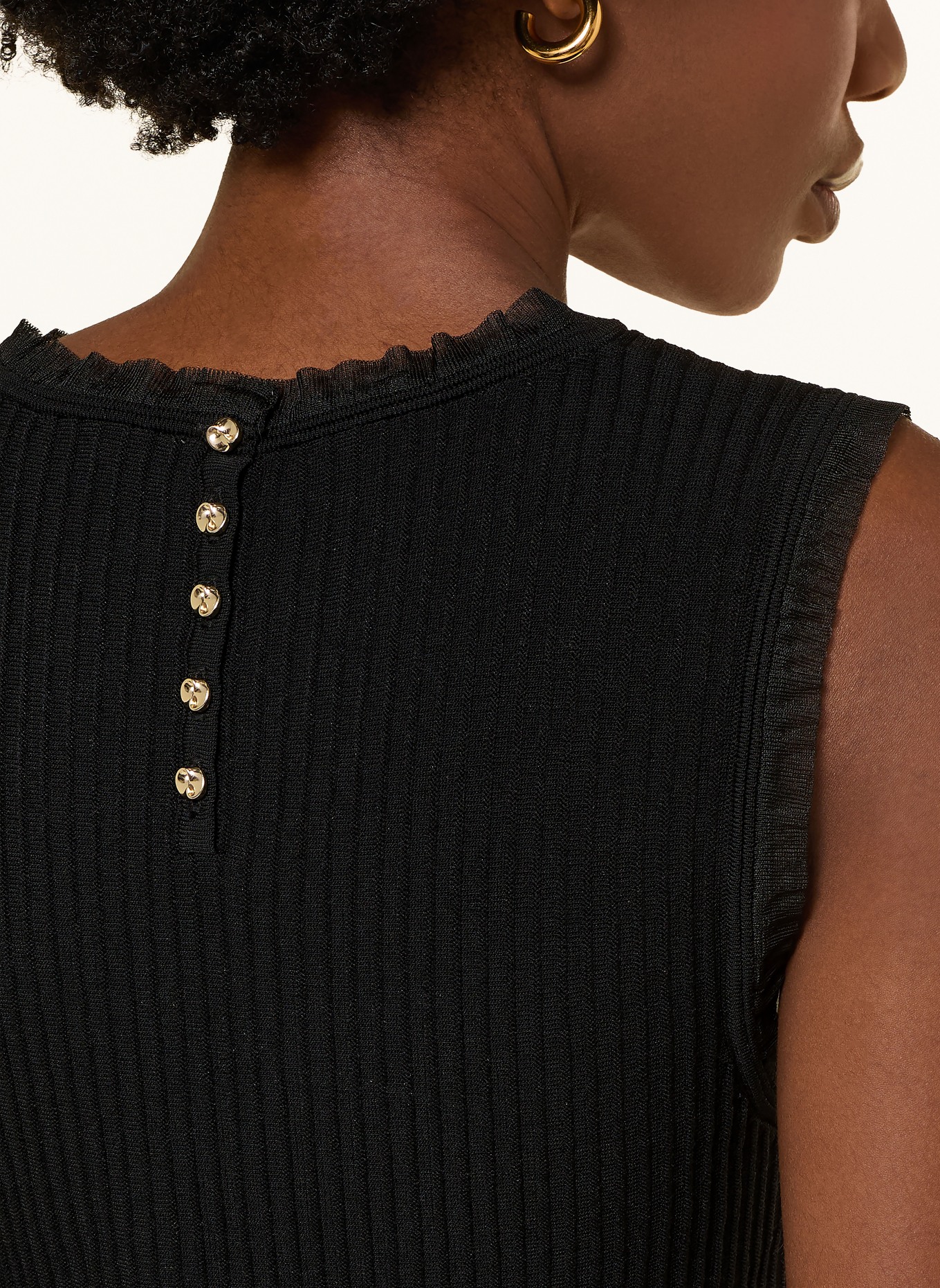 SANDRO Stricktop im Materialmix: SCHWARZ