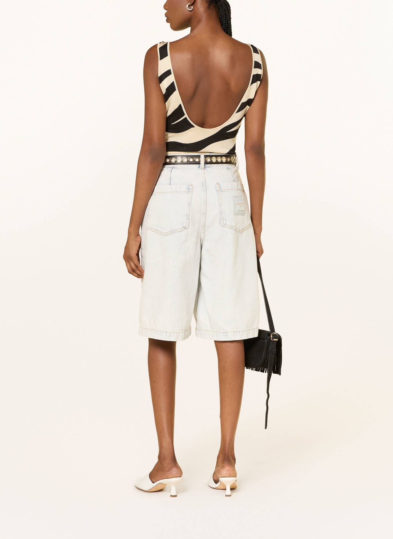 SANDRO Strickbody: ECRU / SCHWARZ