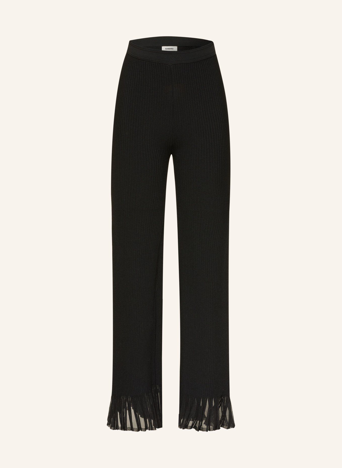 SANDRO Strickhose mit Volants: SCHWARZ