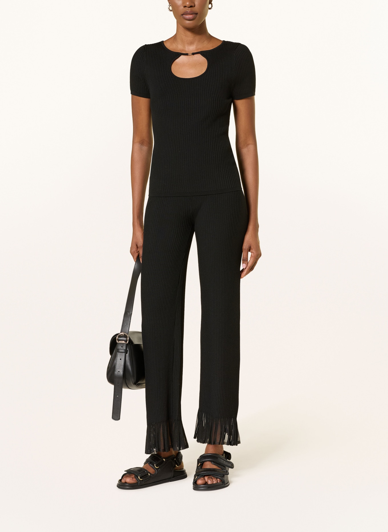 SANDRO Strickhose mit Volants: SCHWARZ