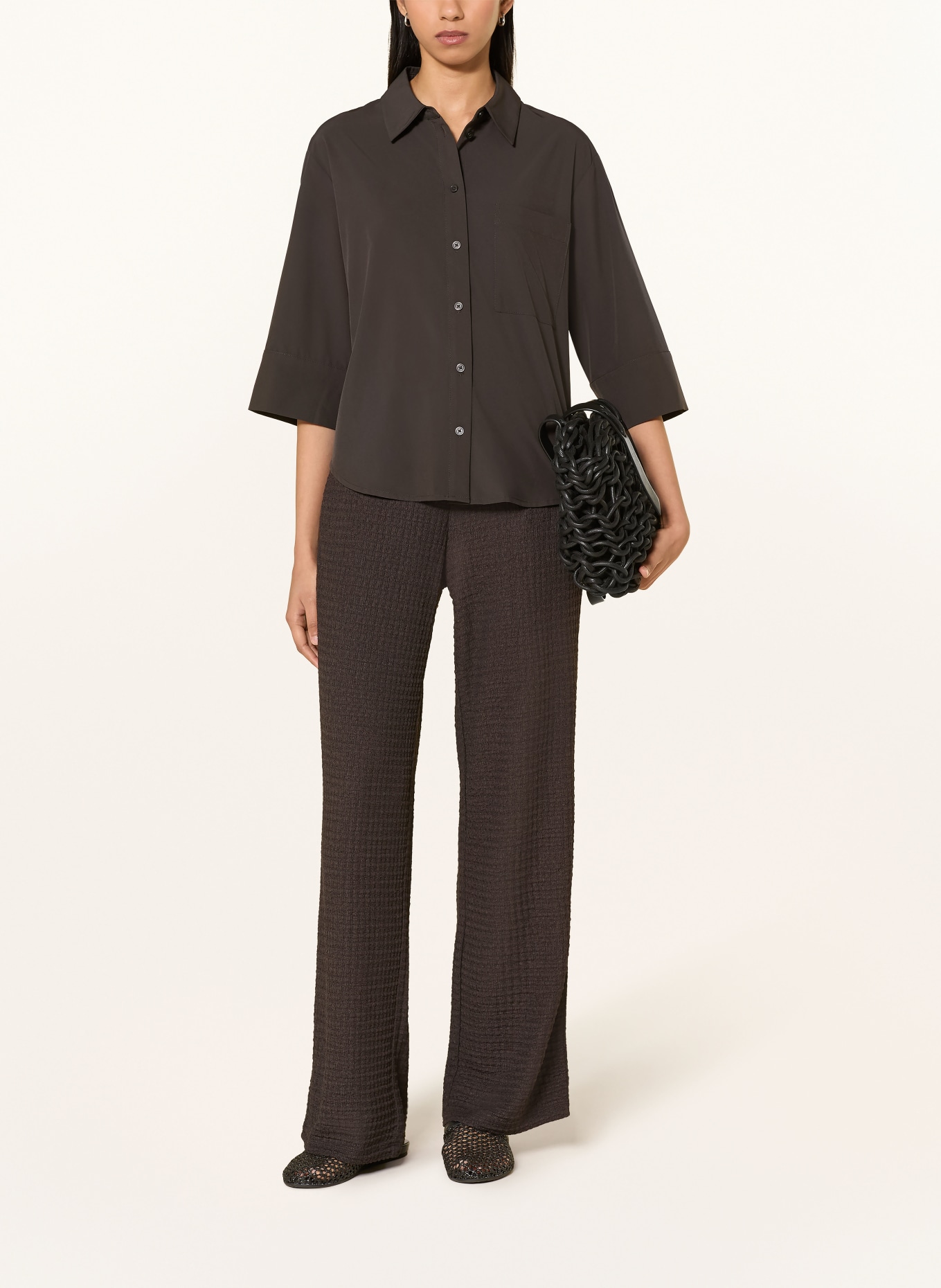 someday ZANARLIE shirt with 3/4 sleeves: DARK BROWN