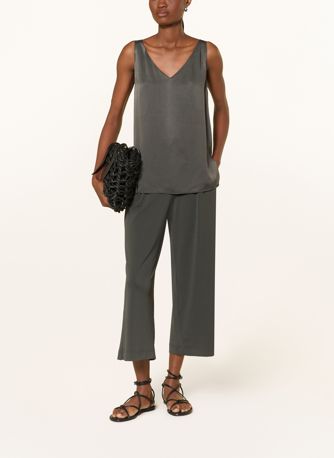 someday ZOVI satin blouse top: DARK GREEN