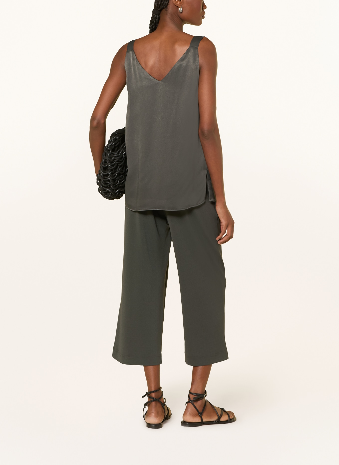 someday ZOVI satin blouse top: DARK GREEN